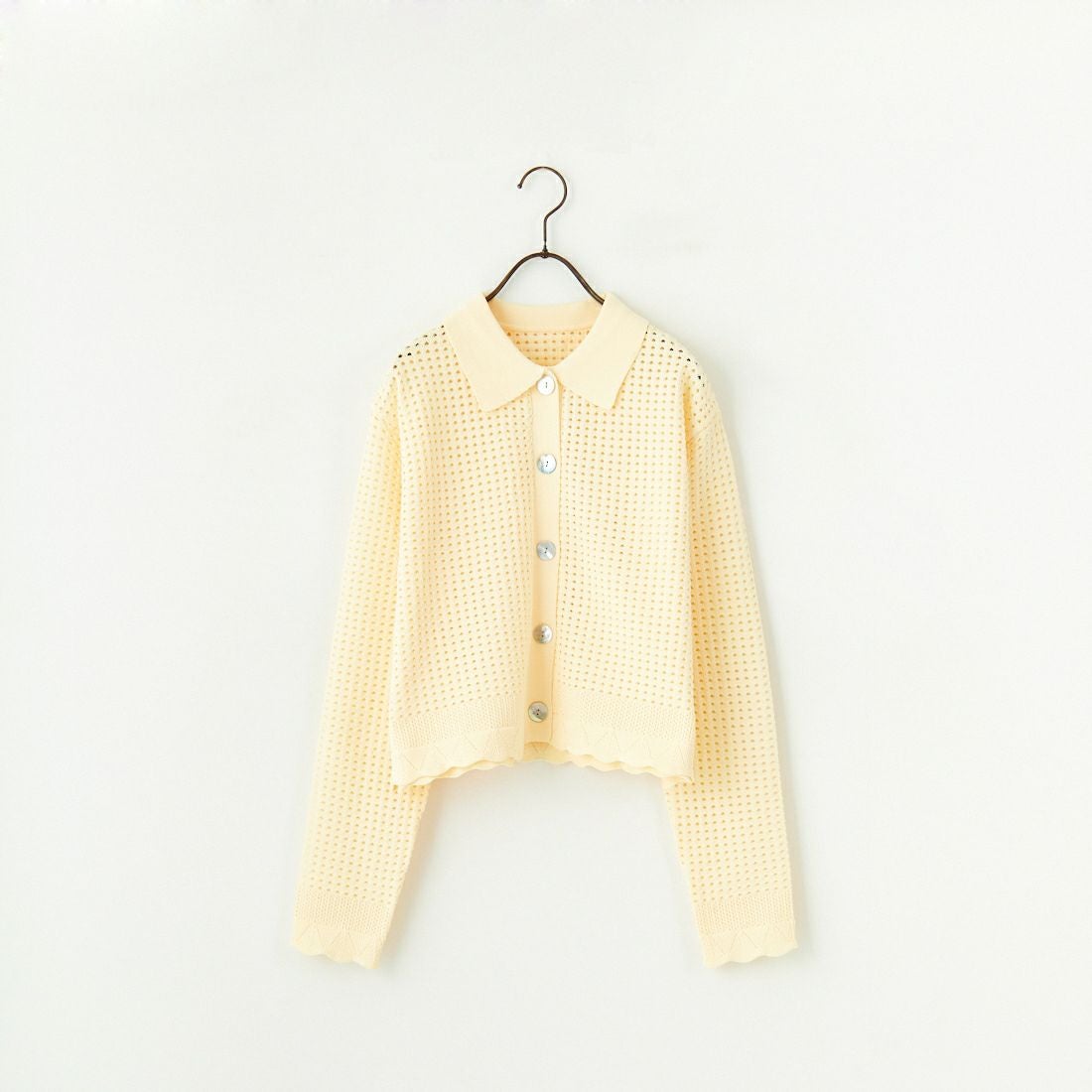 Maison de L'allure [メゾン ドゥ ラリュール] 襟付きメッシュニットプルオーバー [M24141012] 30 CREAM