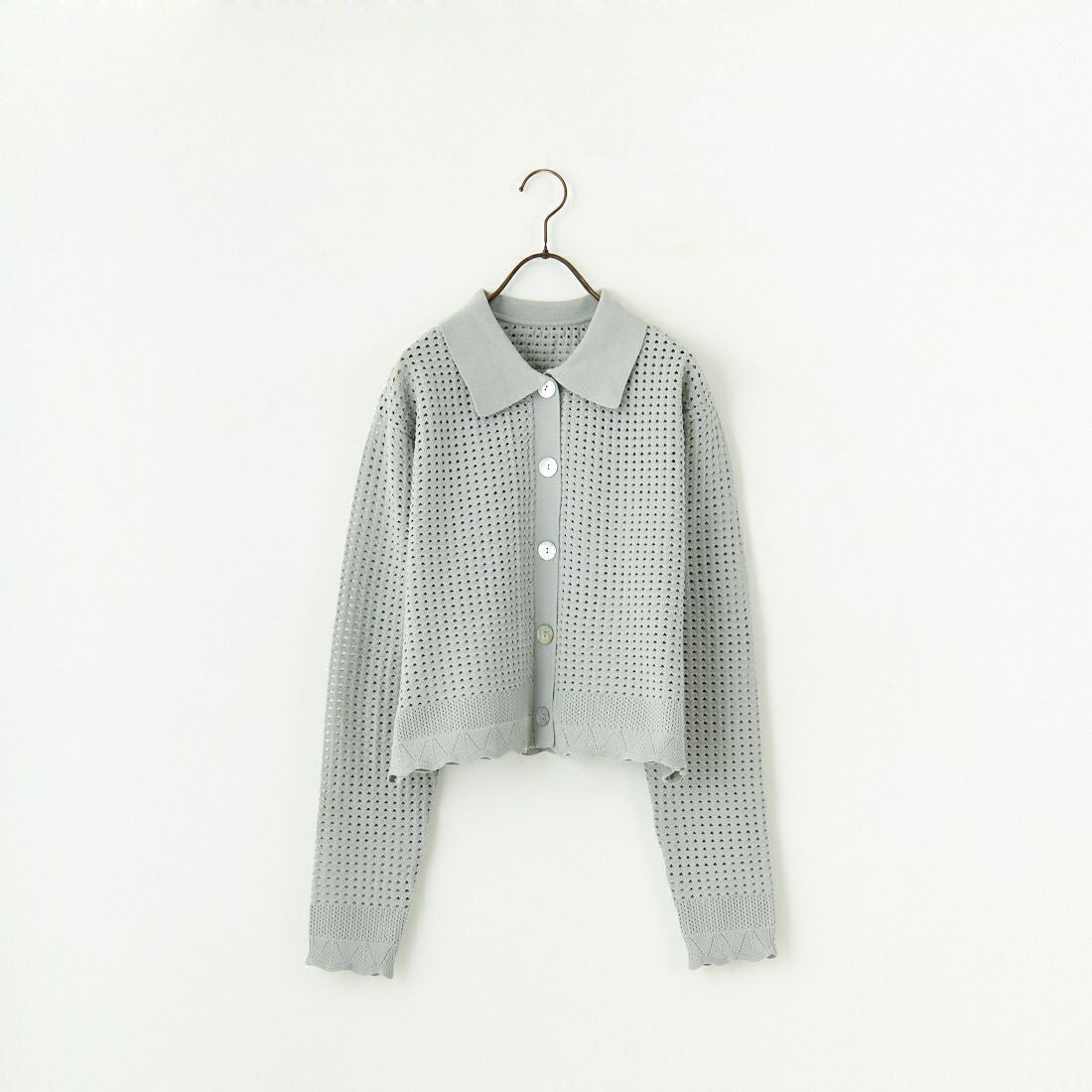 Maison de L'allure [メゾン ドゥ ラリュール] 襟付きメッシュニットプルオーバー [M24141012] 05 L.GRAY