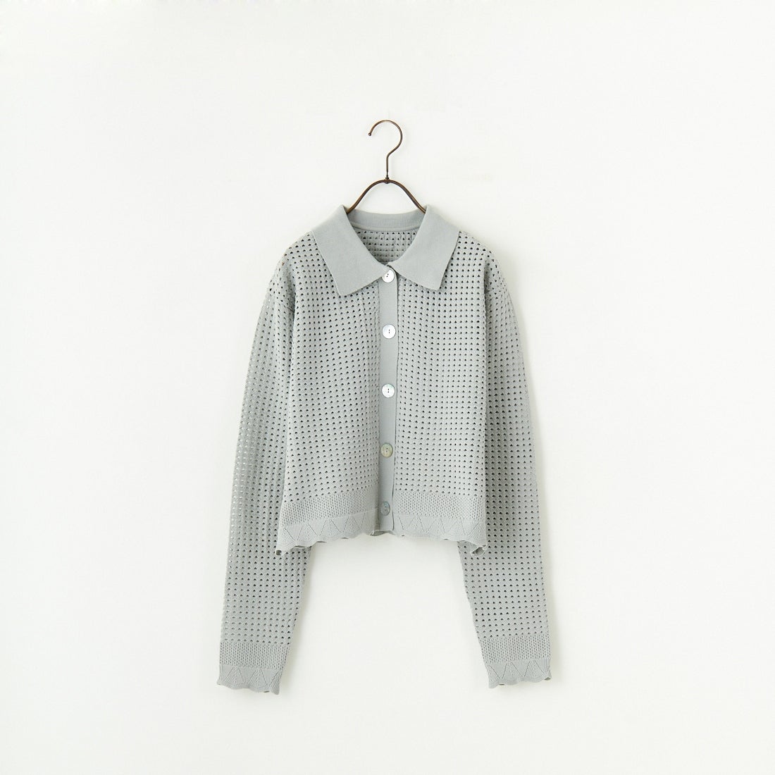Maison de L'allure [メゾン ドゥ ラリュール] 襟付きメッシュニットプルオーバー [M24141012] 05 L.GRAY