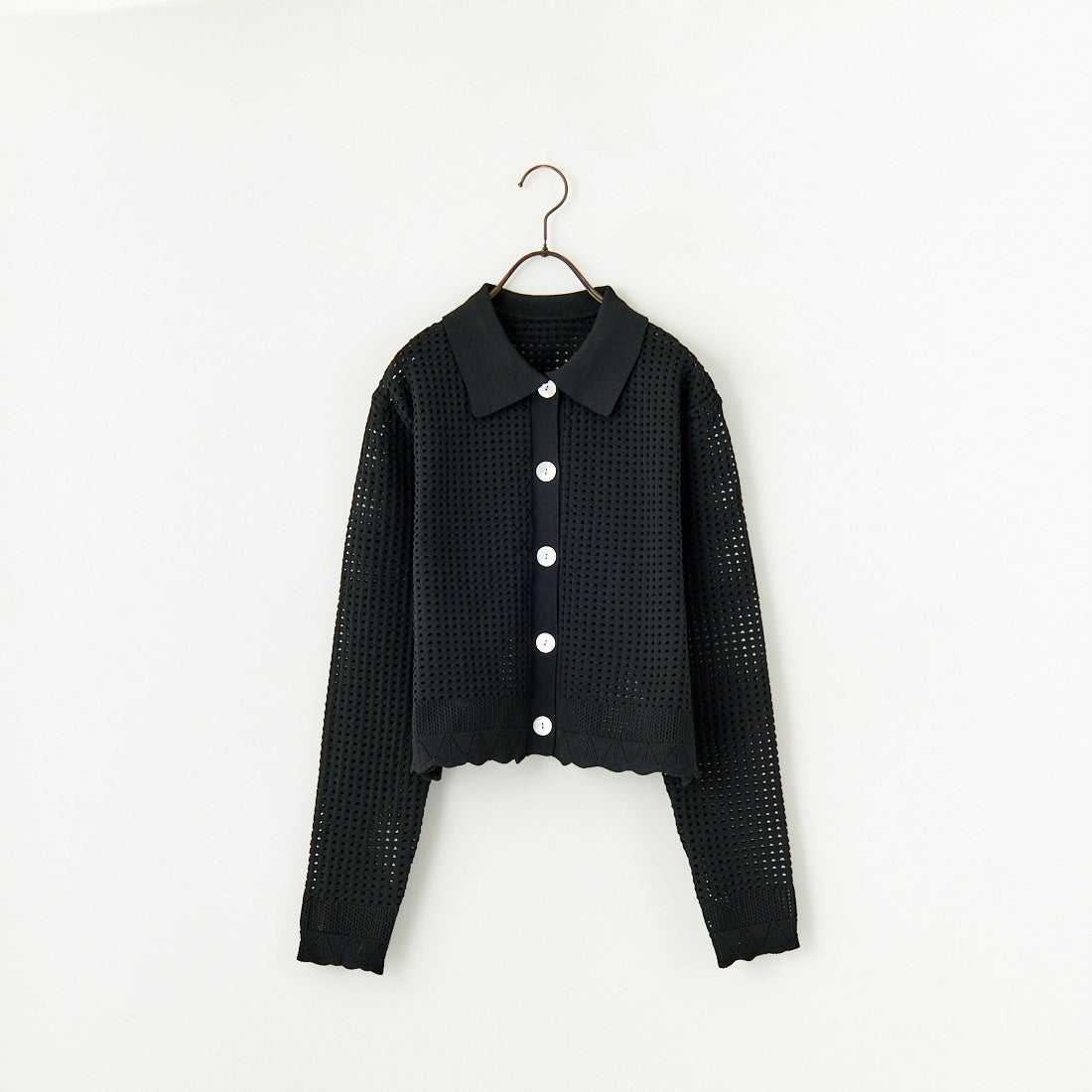 Maison de L'allure [メゾン ドゥ ラリュール] 襟付きメッシュニットプルオーバー [M24141012] 09 BLACK
