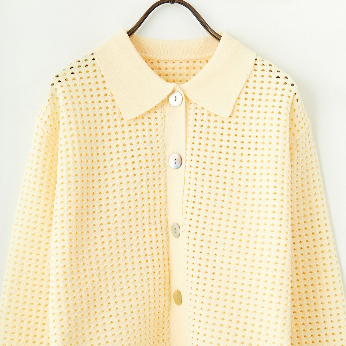 Maison de L'allure [メゾン ドゥ ラリュール] 襟付きメッシュニットプルオーバー [M24141012] 30 CREAM