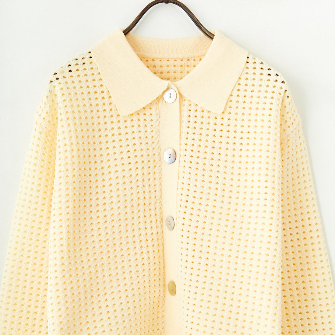 Maison de L'allure [メゾン ドゥ ラリュール] 襟付きメッシュニットプルオーバー [M24141012] 30 CREAM