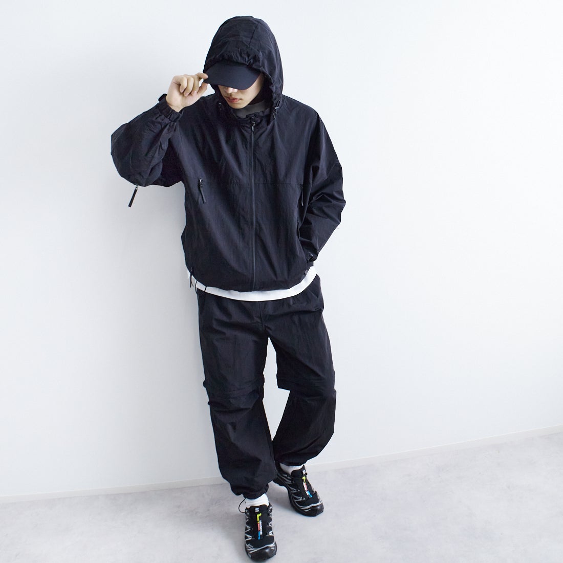 SFC ナイロンパンツ 2WAY コンバーチブル ワイドパンツ ブラックLサイズ phenix [プラスフェニックス] 別注 2WAY ナイロンタッサー