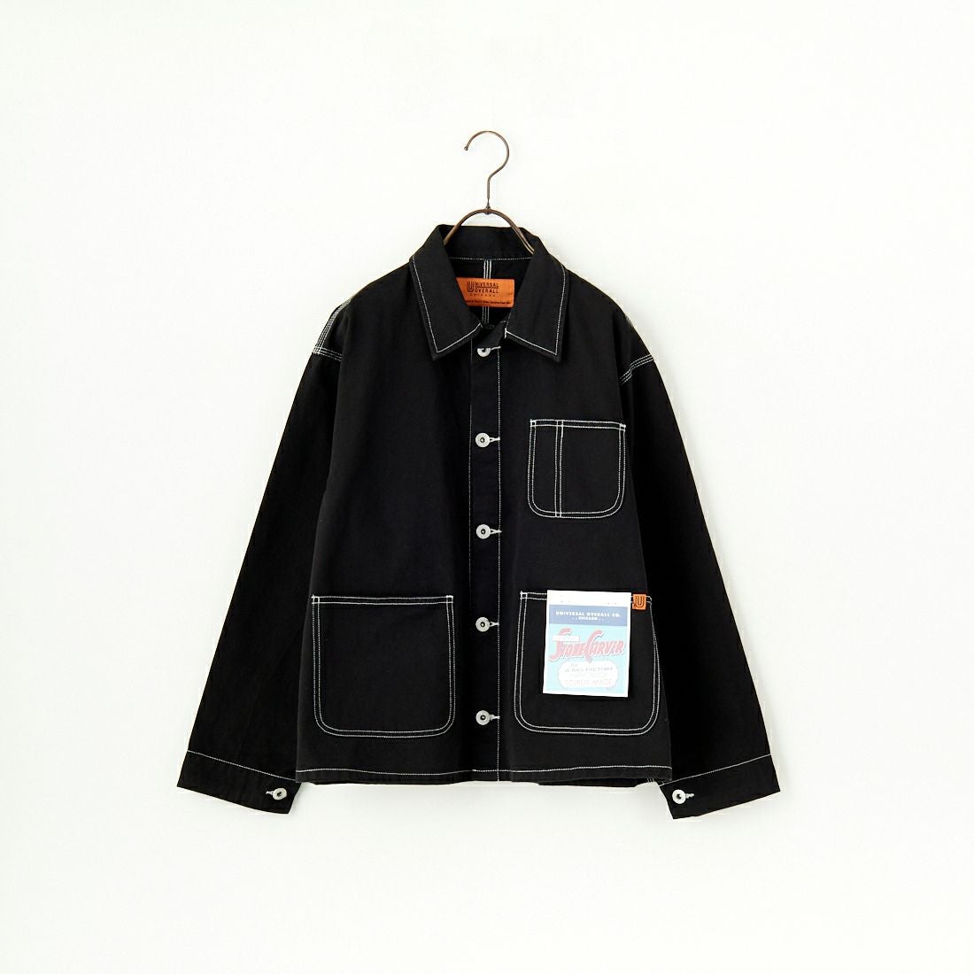 UNIVERSAL OVERALL [ユニバーサルオーバーオール] 別注 配色ステッチカバーオールジャケット [U2512403IN-JF] BLACK