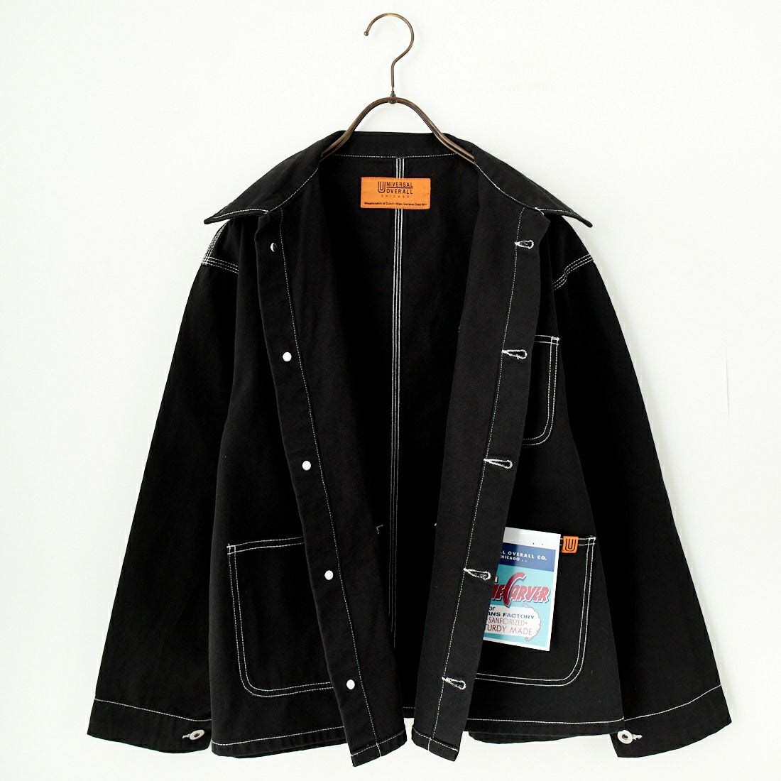 UNIVERSAL OVERALL [ユニバーサルオーバーオール] 別注 配色ステッチカバーオールジャケット [U2512403IN-JF] BLACK