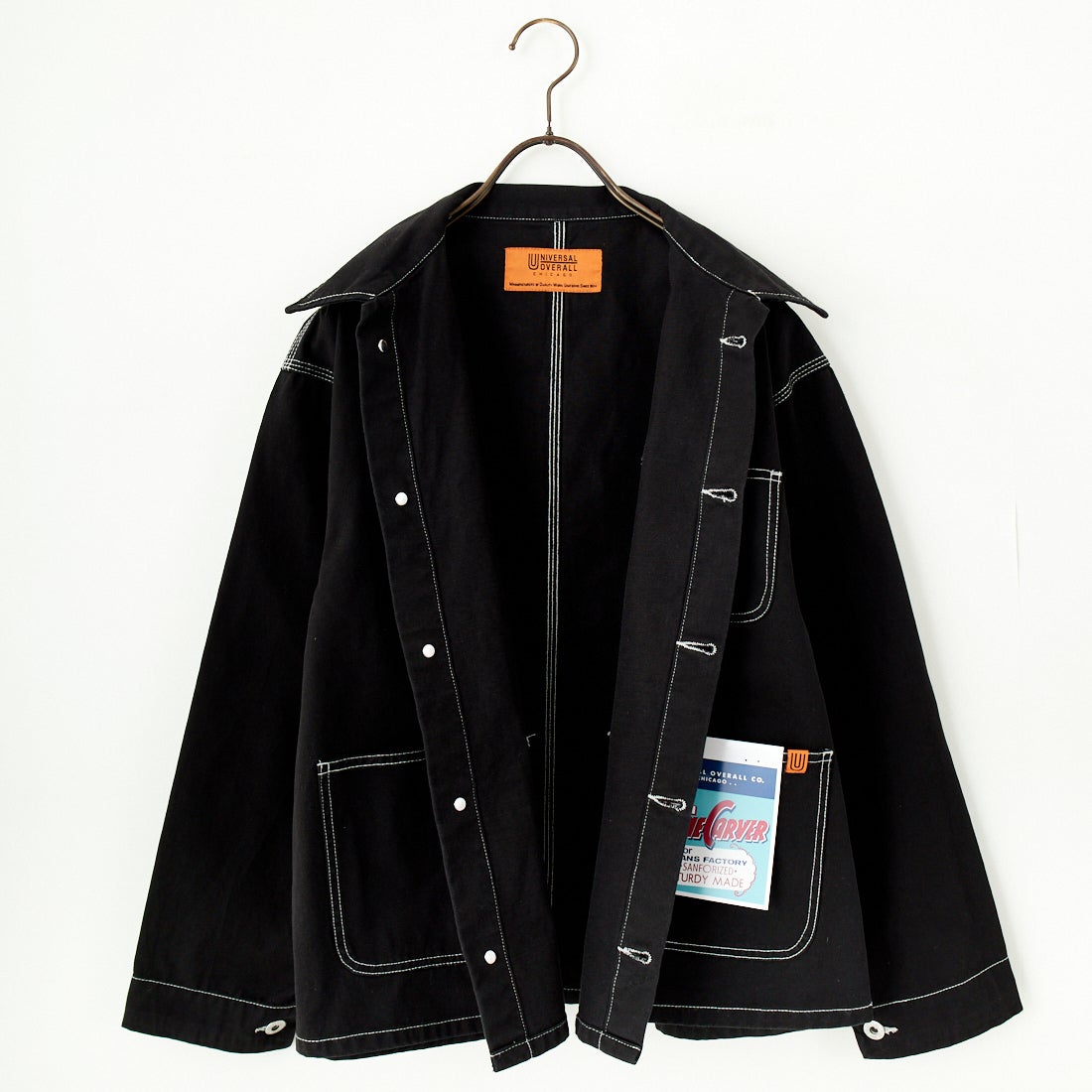 UNIVERSAL OVERALL [ユニバーサルオーバーオール] 別注 配色ステッチカバーオールジャケット [U2512403IN-JF] BLACK