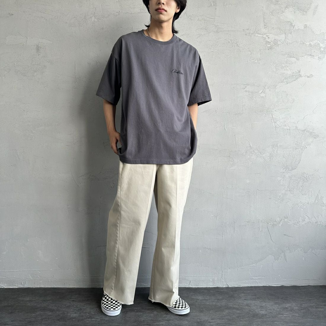 PENDLETON [ペンドルトン] 別注 ピグメント染め ネイティブ柄バックプリントTシャツ [5275-0206-JF] SUMIKURO &&モデル身長：179cm 着用サイズ：XL&&