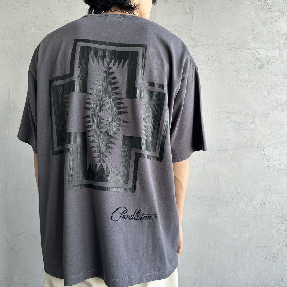 PENDLETON [ペンドルトン] 別注 ピグメント染め ネイティブ柄バックプリントTシャツ [5275-0206-JF] SUMIKURO