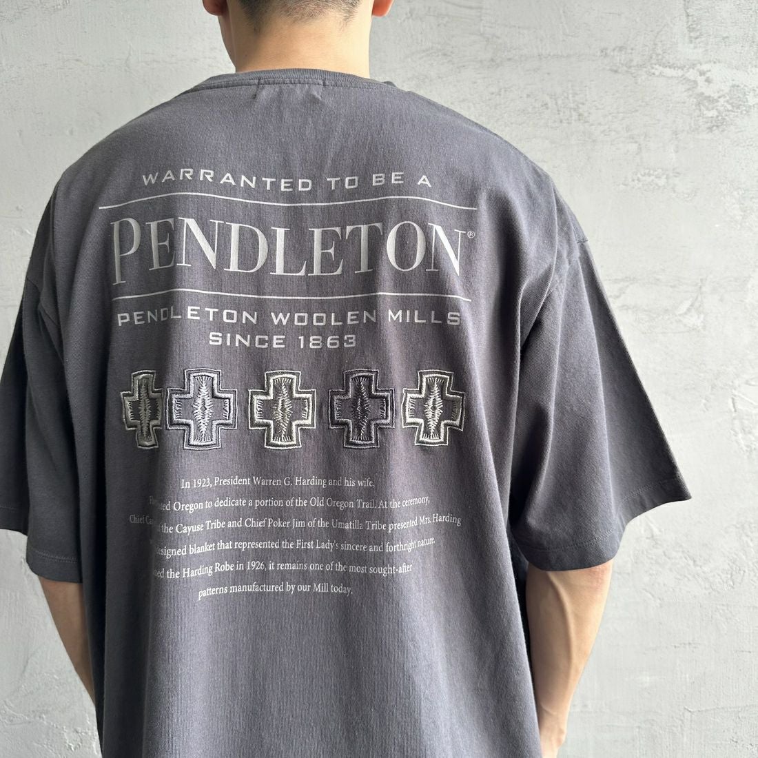 PENDLETON [ペンドルトン] 別注 ピグメント染め ヒストリーロゴバックプリントTシャツ [5275-0207-JF] SUMIKURO