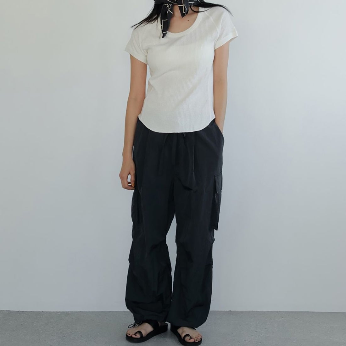 anuke [アンヌーク] ナイロンカーゴパンツ [62510703] BLK