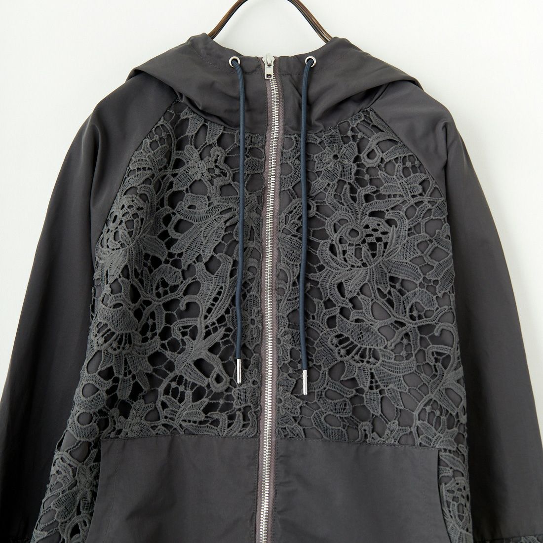 Jeans Factory Clothes [ジーンズファクトリークローズ] レースコンビパーカー [151201] 08 ﾁｬｺｰﾙ