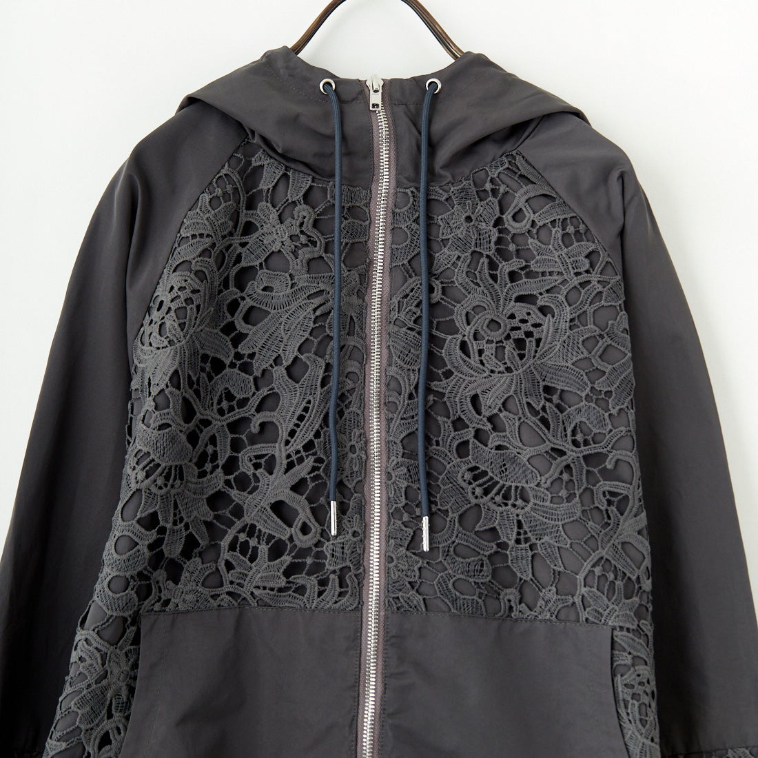 Jeans Factory Clothes [ジーンズファクトリークローズ] レースコンビパーカー [151201] 08 ﾁｬｺｰﾙ