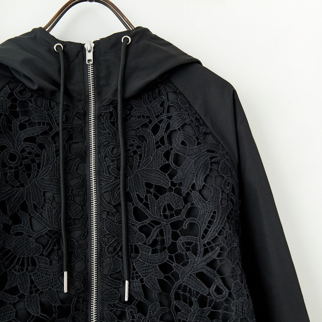 Jeans Factory Clothes [ジーンズファクトリークローズ] レースコンビパーカー [151201] 09 ﾌﾞﾗｯｸ