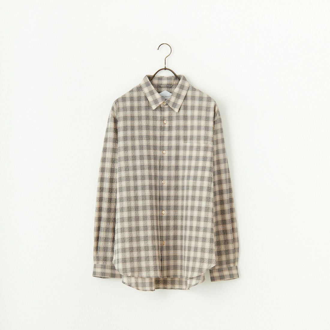 Noir Fabrik [ヌワールファブリック] エアコットンサッカーレギュラーカラーシャツ [JFCM-PS52-02] BEG CHECK