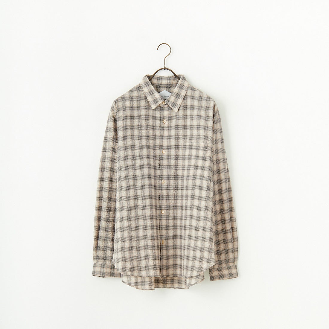 Noir Fabrik [ヌワールファブリック] エアコットンサッカーレギュラーカラーシャツ [JFCM-PS52-02] BEG CHECK