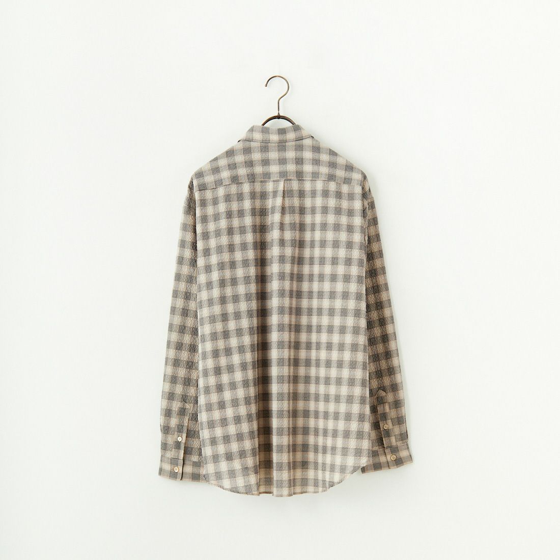 Noir Fabrik [ヌワールファブリック] エアコットンサッカーレギュラーカラーシャツ [JFCM-PS52-02] BEG CHECK