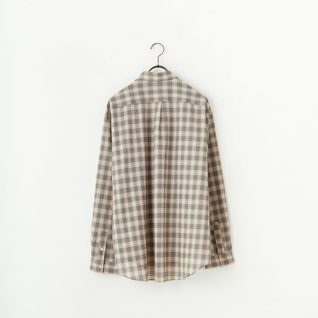 Noir Fabrik [ヌワールファブリック] エアコットンサッカーレギュラーカラーシャツ [JFCM-PS52-02] BEG CHECK