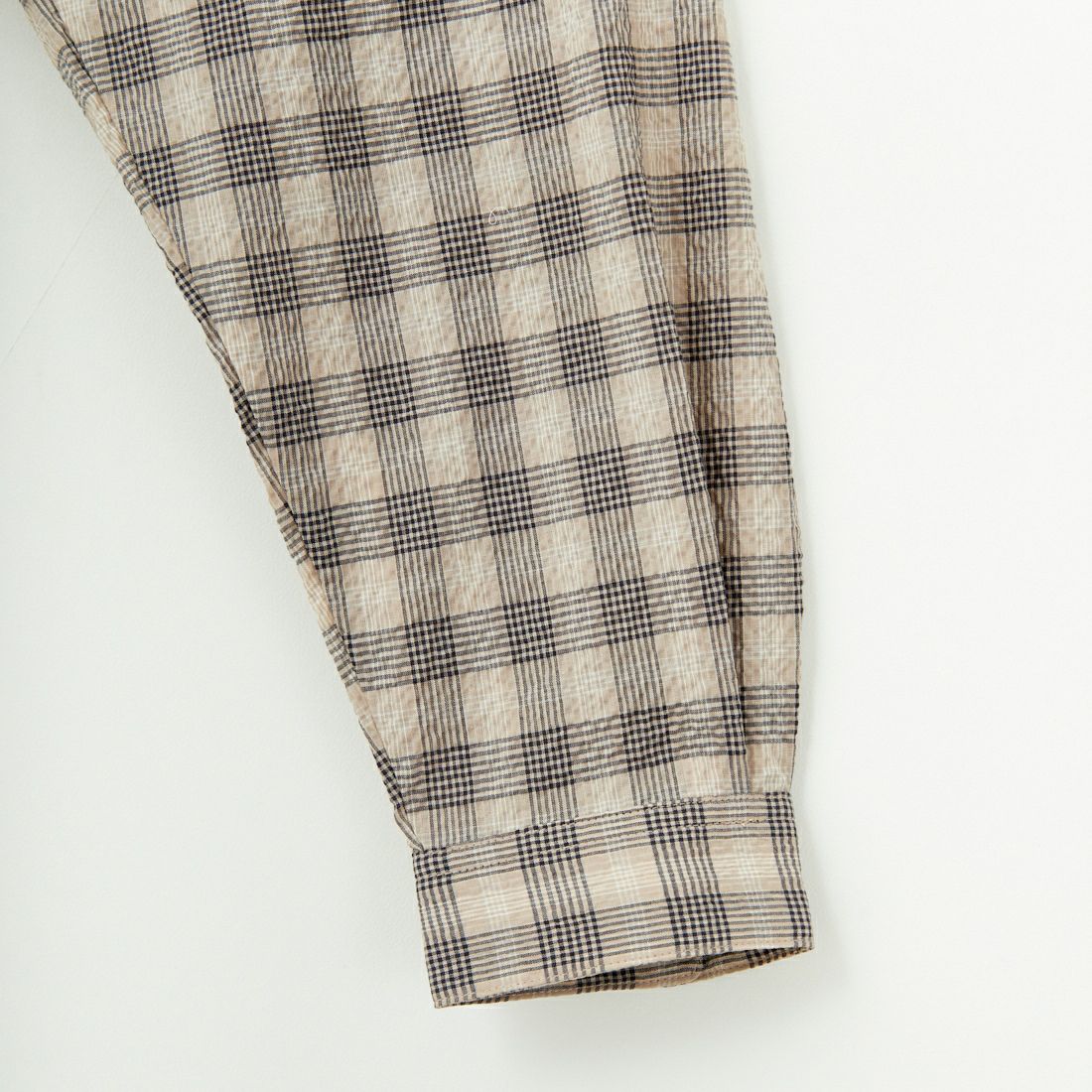 Noir Fabrik [ヌワールファブリック] エアコットンサッカーレギュラーカラーシャツ [JFCM-PS52-02] BEG CHECK