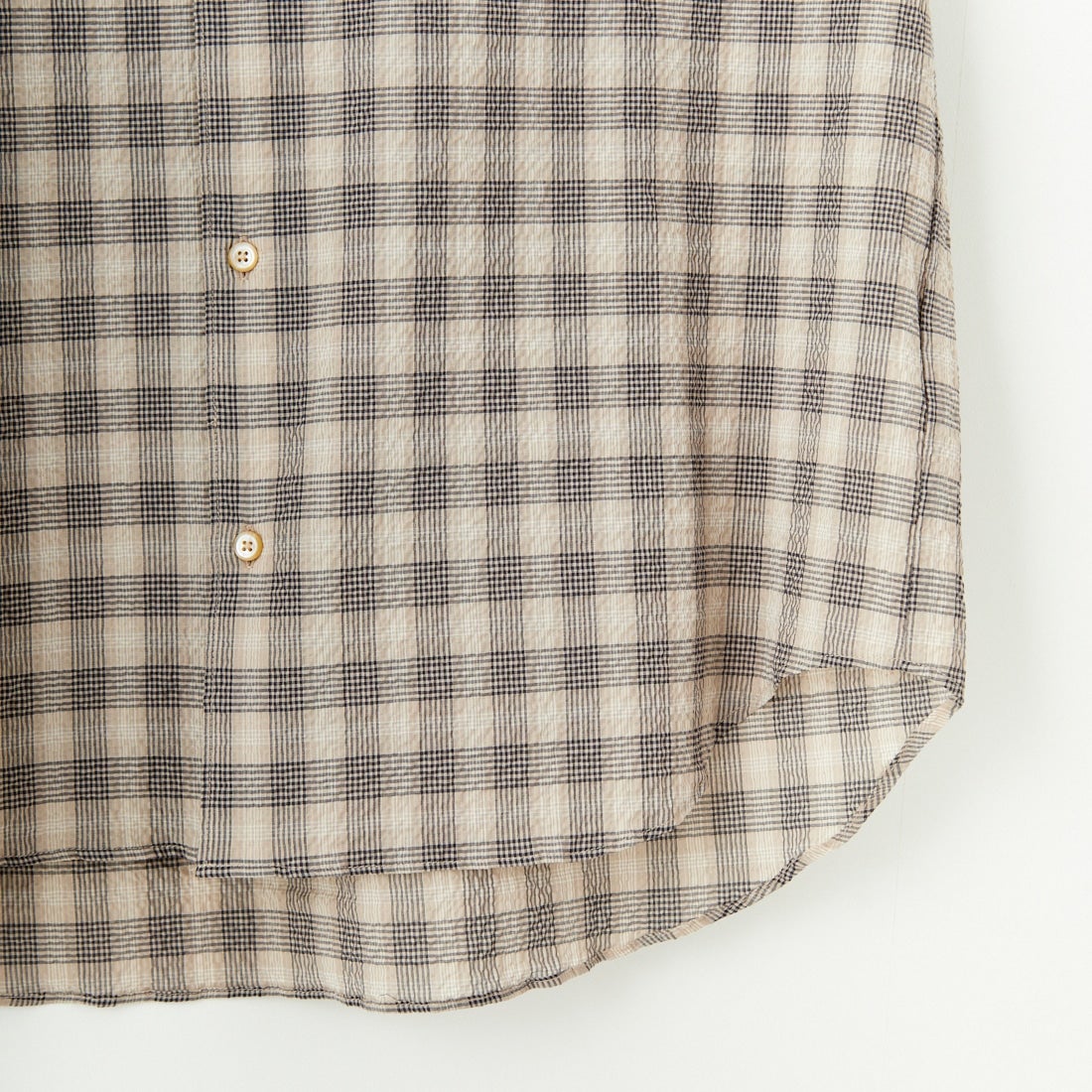 Noir Fabrik [ヌワールファブリック] エアコットンサッカーレギュラーカラーシャツ [JFCM-PS52-02] BEG CHECK