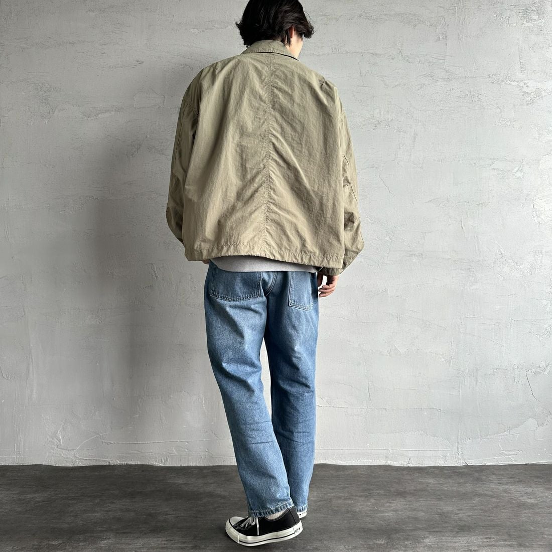 Jeans Factory Clothes [ジーンズファクトリークローズ] ウォッシャブルナイロンショートM-51ジャケット [JFC-251-013] OLIVE &&モデル身長：179cm 着用サイズ：L&&