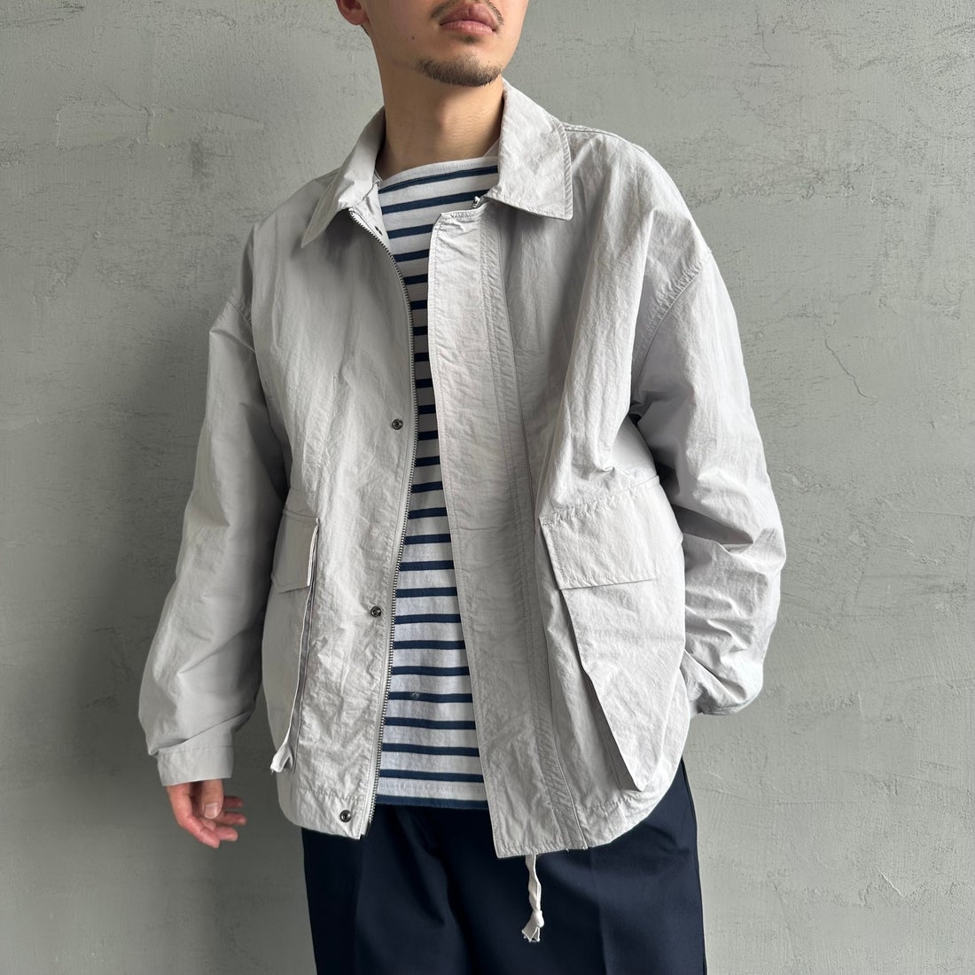 Jeans Factory Clothes [ジーンズファクトリークローズ] ウォッシャブルナイロンショートM-51ジャケット [JFC-251-013] OFF &&モデル身長：168cm 着用サイズ：M&&