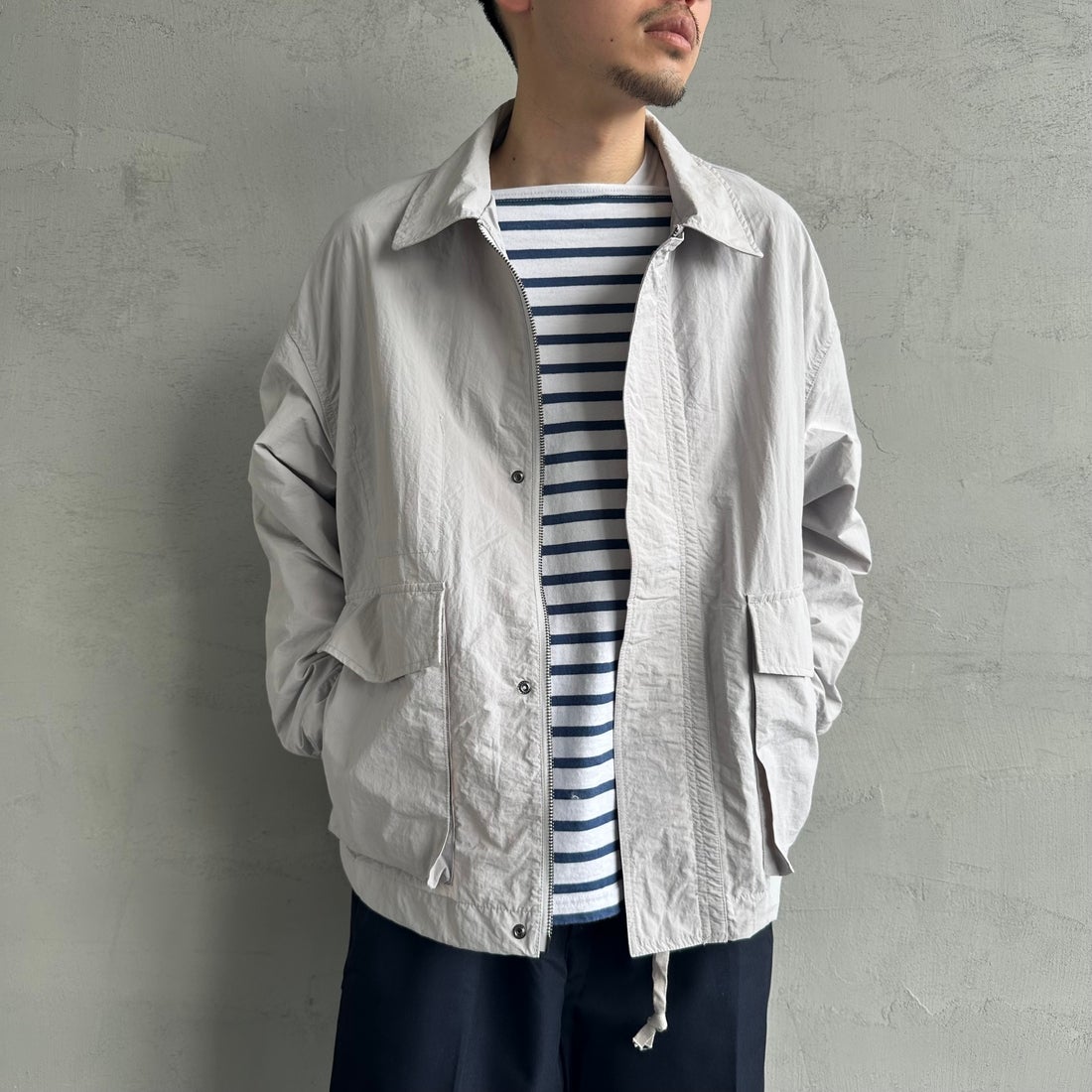 Jeans Factory Clothes [ジーンズファクトリークローズ] ウォッシャブルナイロンショートM-51ジャケット [JFC-251-013] OFF &&モデル身長：168cm 着用サイズ：M&&