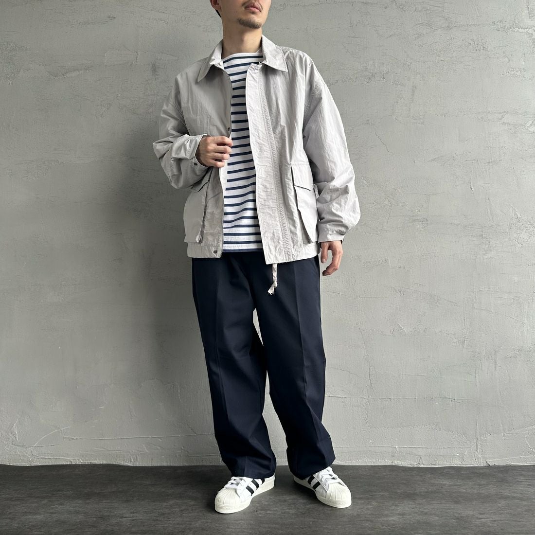 Jeans Factory Clothes [ジーンズファクトリークローズ] ウォッシャブルナイロンショートM-51ジャケット [JFC-251-013] OFF &&モデル身長：168cm 着用サイズ：M&&