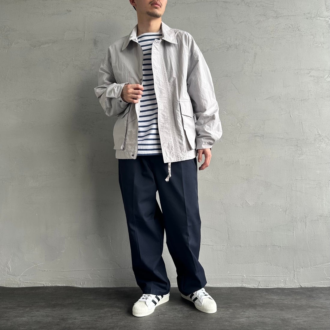 Jeans Factory Clothes [ジーンズファクトリークローズ] ウォッシャブルナイロンショートM-51ジャケット [JFC-251-013] OFF &&モデル身長：168cm 着用サイズ：M&&