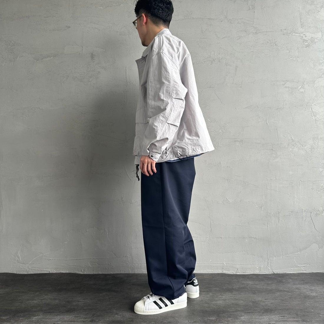 Jeans Factory Clothes [ジーンズファクトリークローズ] ウォッシャブルナイロンショートM-51ジャケット [JFC-251-013] OFF &&モデル身長：168cm 着用サイズ：M&&