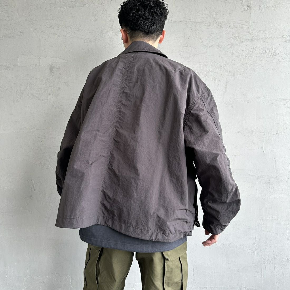 Jeans Factory Clothes [ジーンズファクトリークローズ] ウォッシャブルナイロンショートM-51ジャケット [JFC-251-013] BLACK &&モデル身長：168cm 着用サイズ：L&&