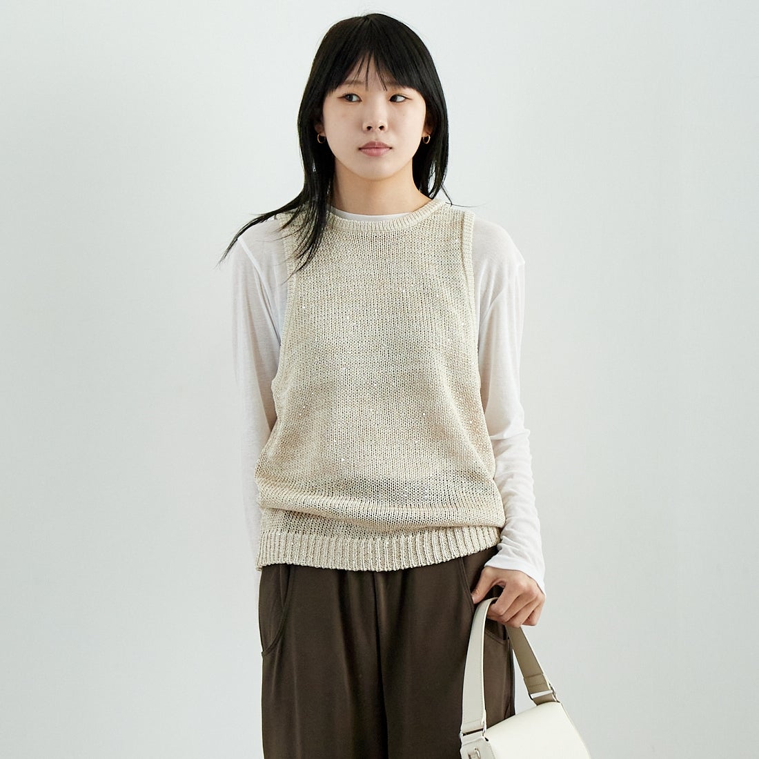CLOCHE [クロシェ] スパンコール和紙ニットベスト [51285587