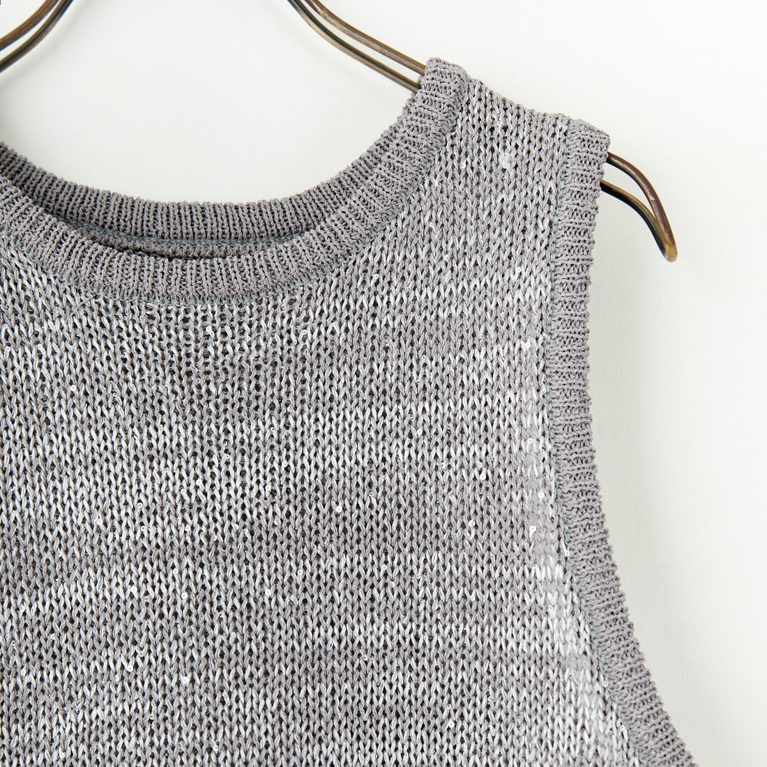 CLOCHE [クロシェ] スパンコール和紙ニットベスト [51285587] ｸﾞﾚｰ