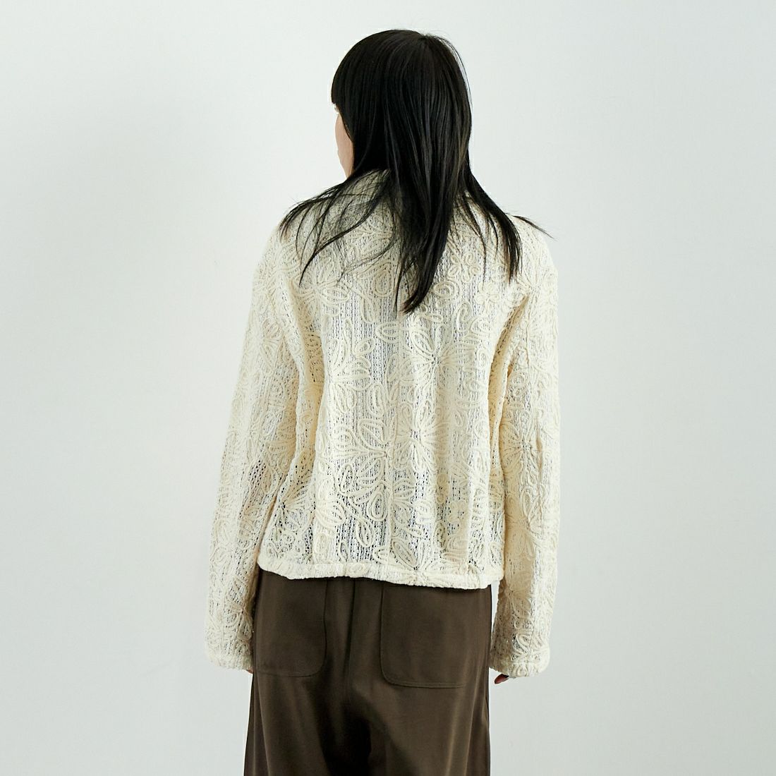 CLOCHE [クロシェ] コード刺繍レースブルゾン [51285558] 031 ｱｲﾎﾞﾘｰ &&モデル身長：167cm 着用サイズ：2&&