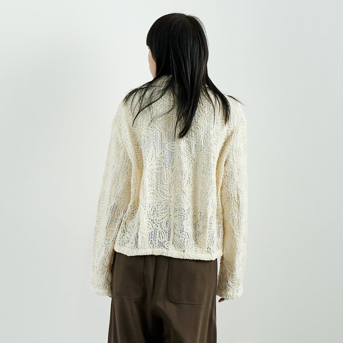 CLOCHE [クロシェ] コード刺繍レースブルゾン [51285558] 031 ｱｲﾎﾞﾘｰ &&モデル身長：167cm 着用サイズ：2&&