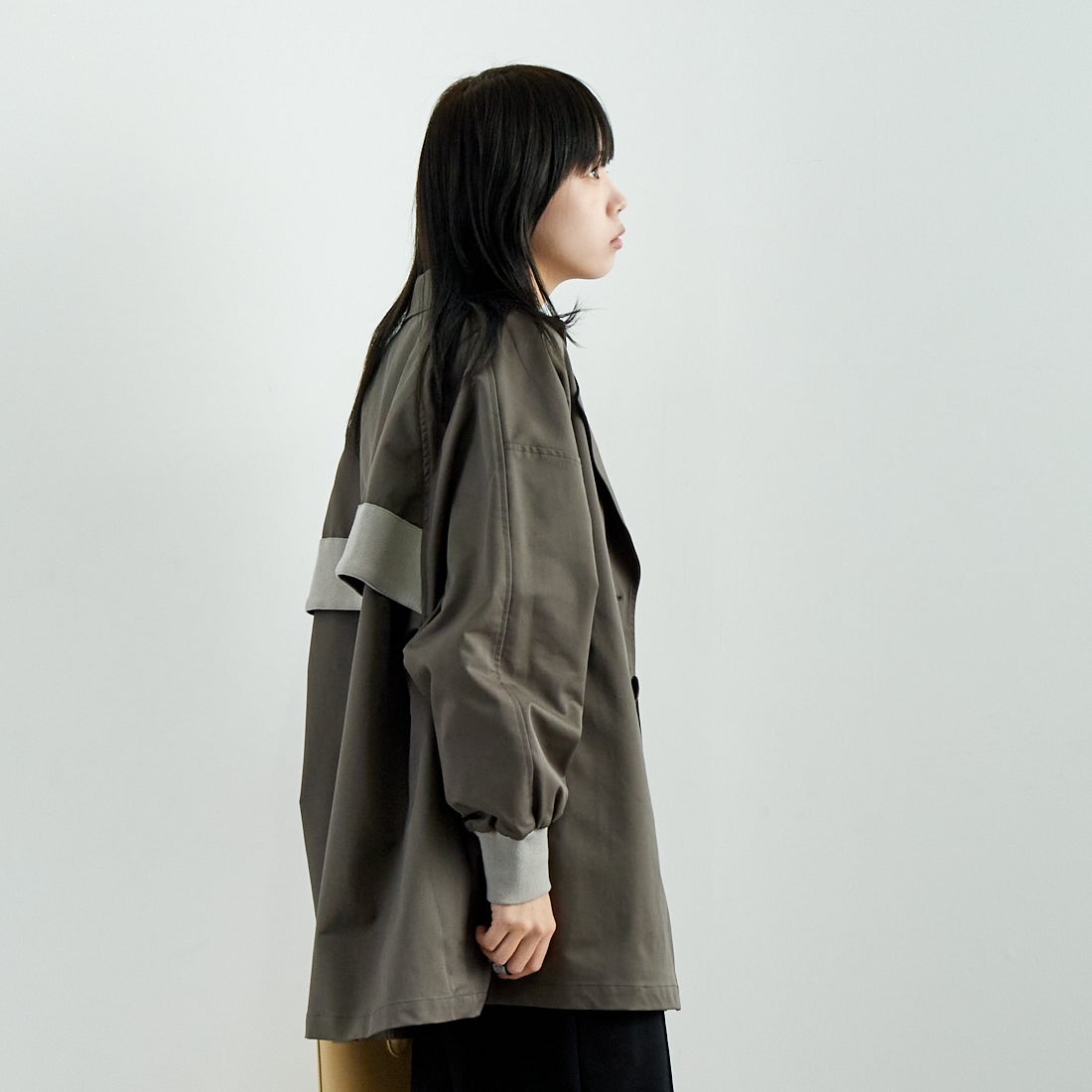 Jf Ready Made [ジェイエフレディメイド] エステルリブヨークトレンチコート [4125101] ﾁｬｺｰﾙ &&モデル身長：167cm 着用サイズ：F&&