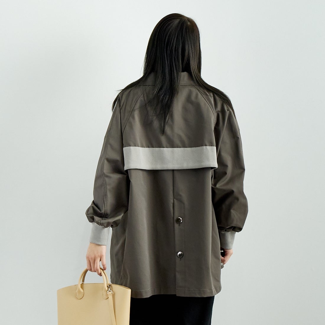 Jf Ready Made [ジェイエフレディメイド] エステルリブヨークトレンチコート [4125101] ﾁｬｺｰﾙ &&モデル身長：167cm 着用サイズ：F&&