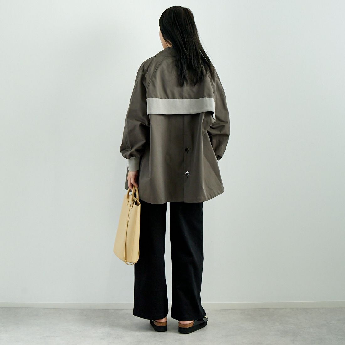 Jf Ready Made [ジェイエフレディメイド] エステルリブヨークトレンチコート [4125101] ﾁｬｺｰﾙ &&モデル身長：167cm 着用サイズ：F&&