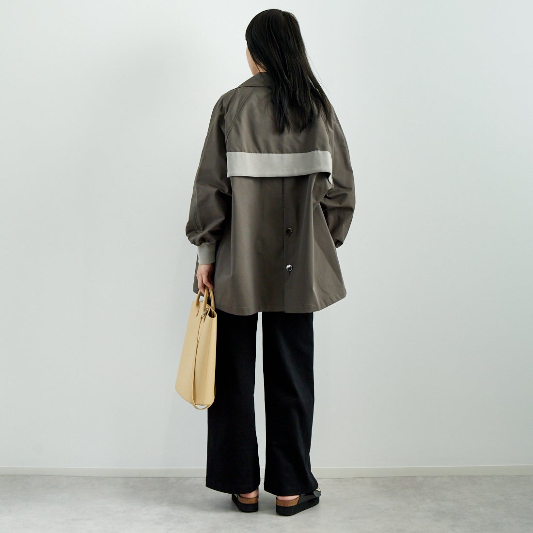 Jf Ready Made [ジェイエフレディメイド] エステルリブヨークトレンチコート [4125101] ﾁｬｺｰﾙ &&モデル身長：167cm 着用サイズ：F&&