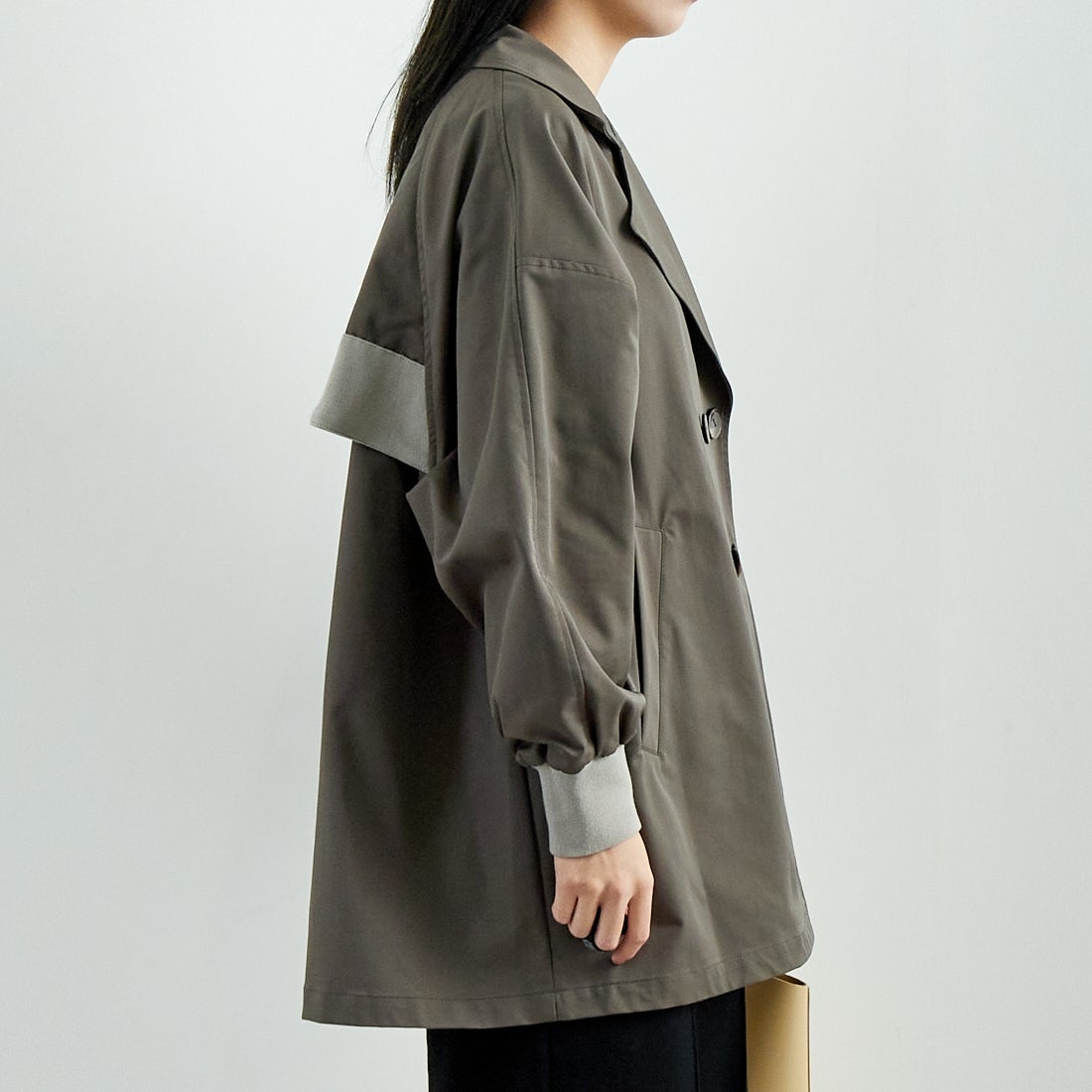 Jf Ready Made [ジェイエフレディメイド] エステルリブヨークトレンチコート [4125101] ﾁｬｺｰﾙ &&モデル身長：167cm 着用サイズ：F&&