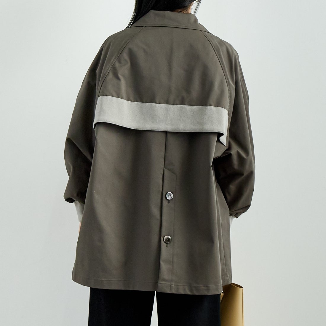 Jf Ready Made [ジェイエフレディメイド] エステルリブヨークトレンチコート [4125101] ﾁｬｺｰﾙ &&モデル身長：167cm 着用サイズ：F&&