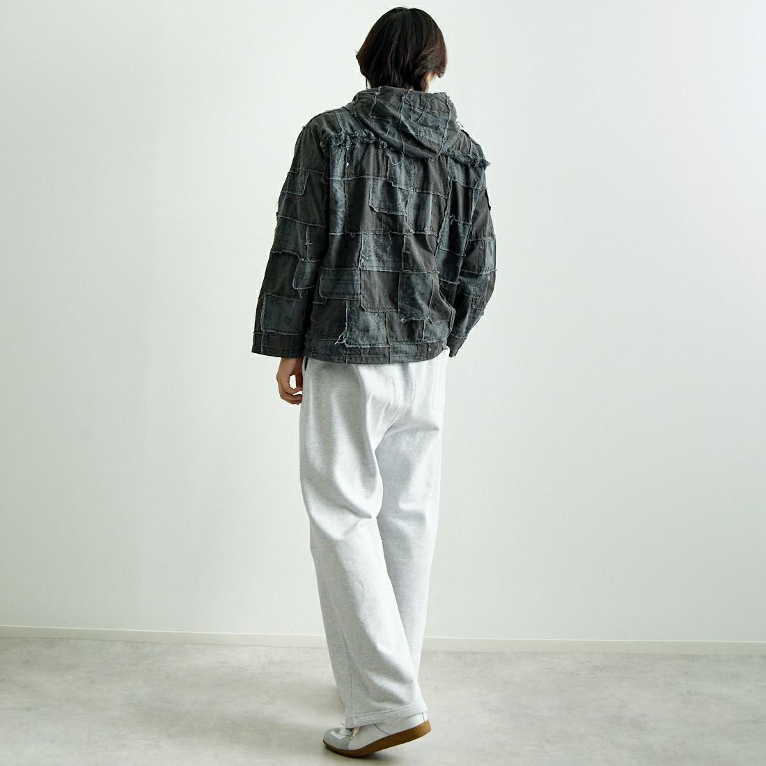 HELLO CALIF [ハローカリフ] HAV-A-HANK パッチワークフーディ [651007] BLACK &&モデル身長：179cm 着用サイズ：M&&