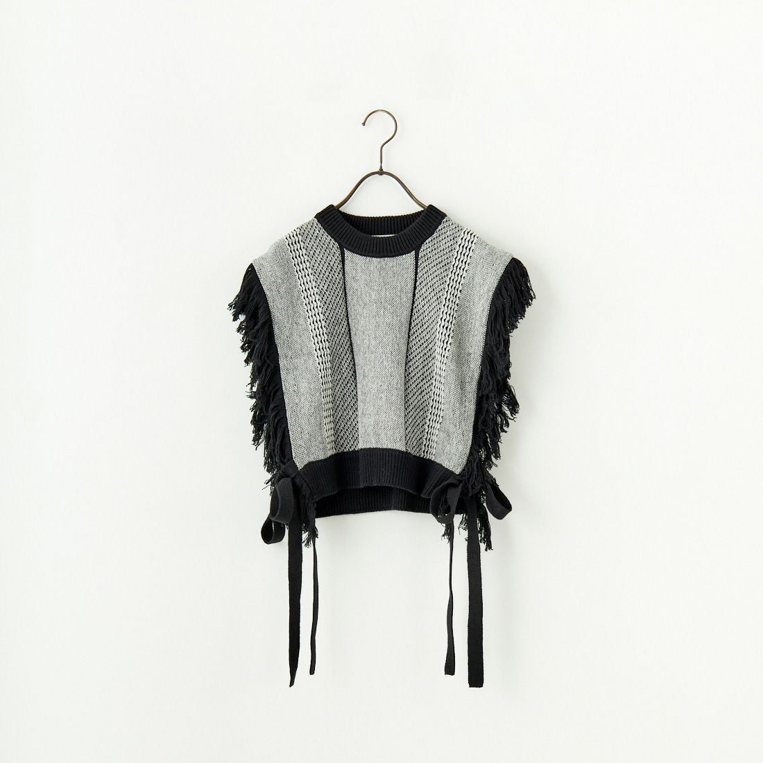 Jf Ready Made [ジェイエフレディメイド] ジャガードフリンジベスト [3010241] 880 ﾌﾞﾗｯｸ