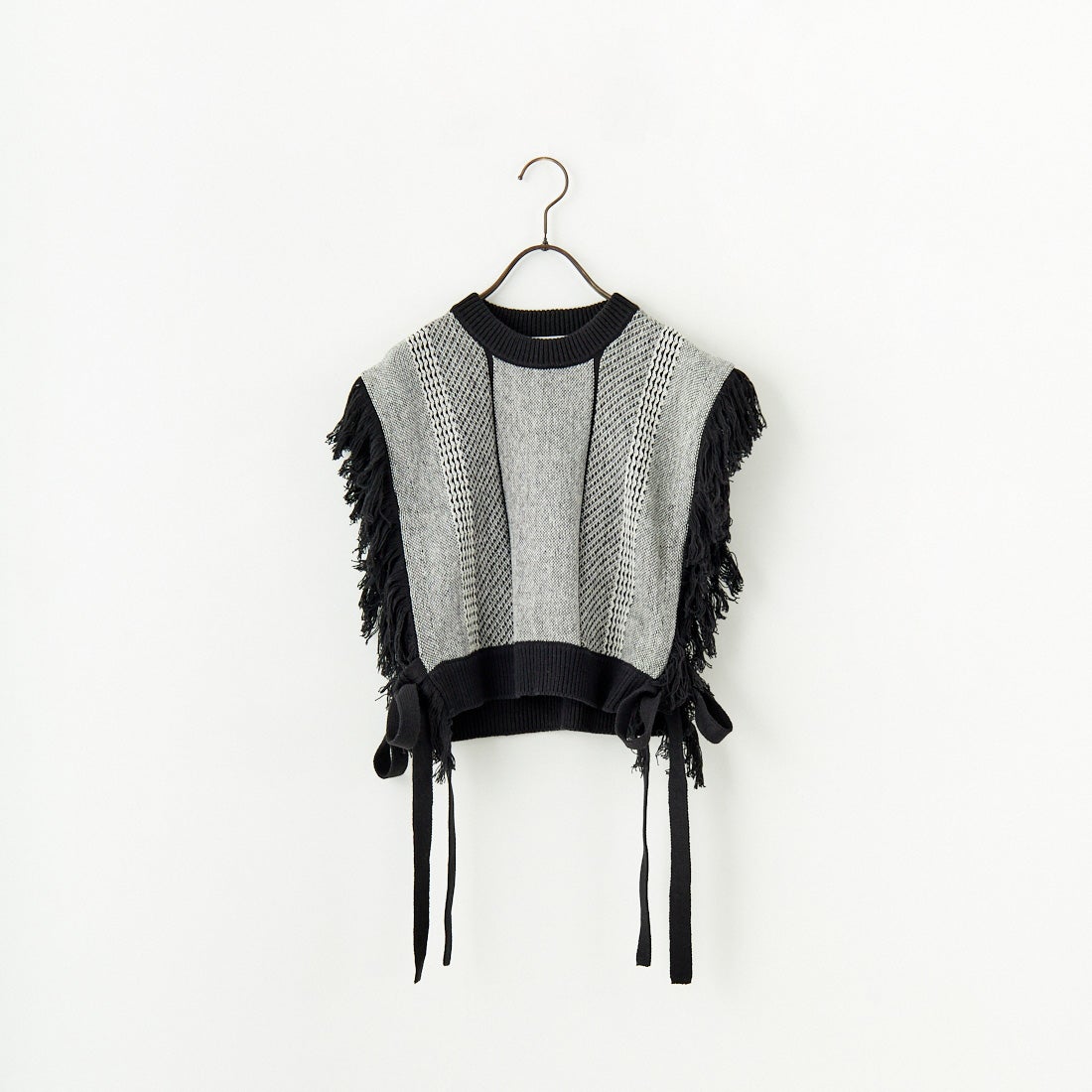 Jf Ready Made [ジェイエフレディメイド] ジャガードフリンジベスト [3010241] 880 ﾌﾞﾗｯｸ