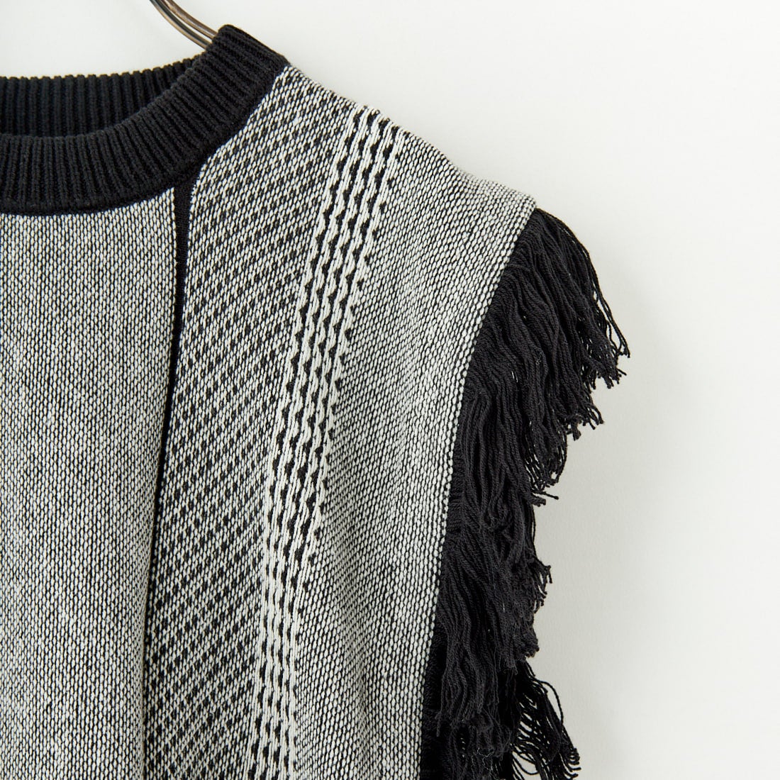 Jf Ready Made [ジェイエフレディメイド] ジャガードフリンジベスト [3010241] 880 ﾌﾞﾗｯｸ