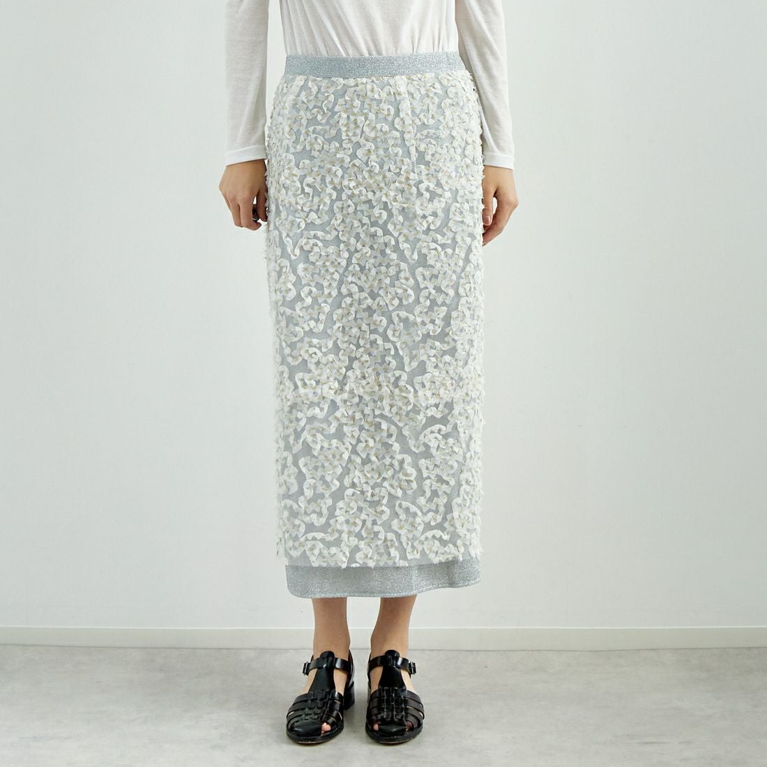 USINE [ユジーヌ] モチーフ柄タイトスカート [2510303] OFF WHITE &&モデル身長：167cm 着用サイズ：F&&