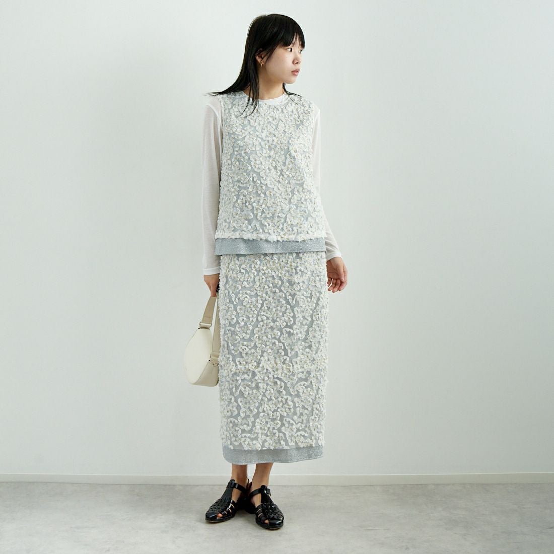 USINE [ユジーヌ] モチーフ柄タイトスカート [2510303] OFF WHITE &&モデル身長：167cm 着用サイズ：F&&