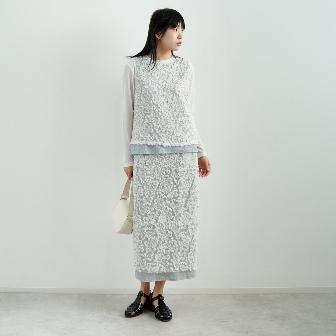 USINE [ユジーヌ] モチーフ柄タイトスカート [2510303] OFF WHITE &&モデル身長：167cm 着用サイズ：F&&