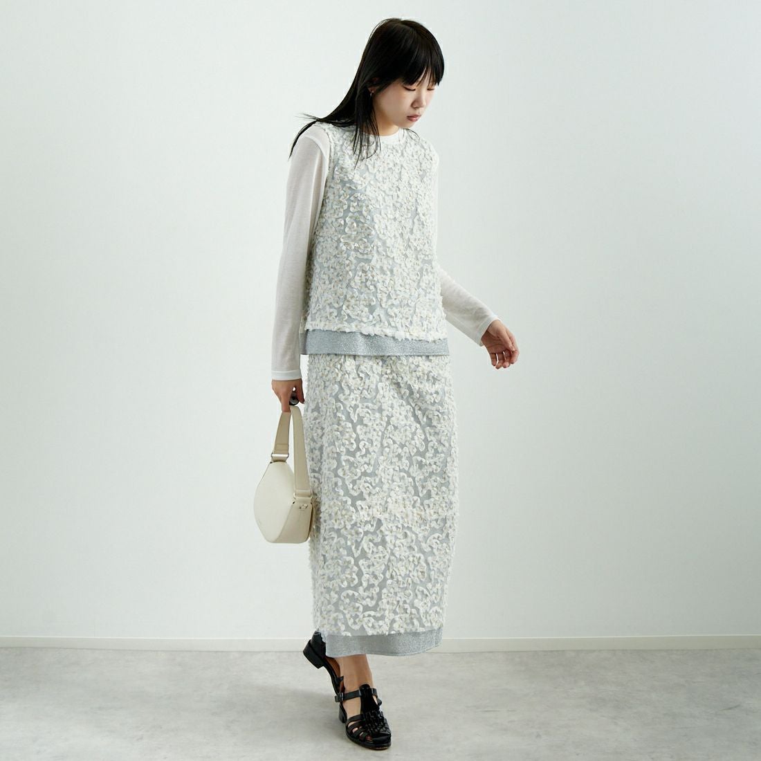 USINE [ユジーヌ] モチーフ柄タイトスカート [2510303] OFF WHITE &&モデル身長：167cm 着用サイズ：F&&