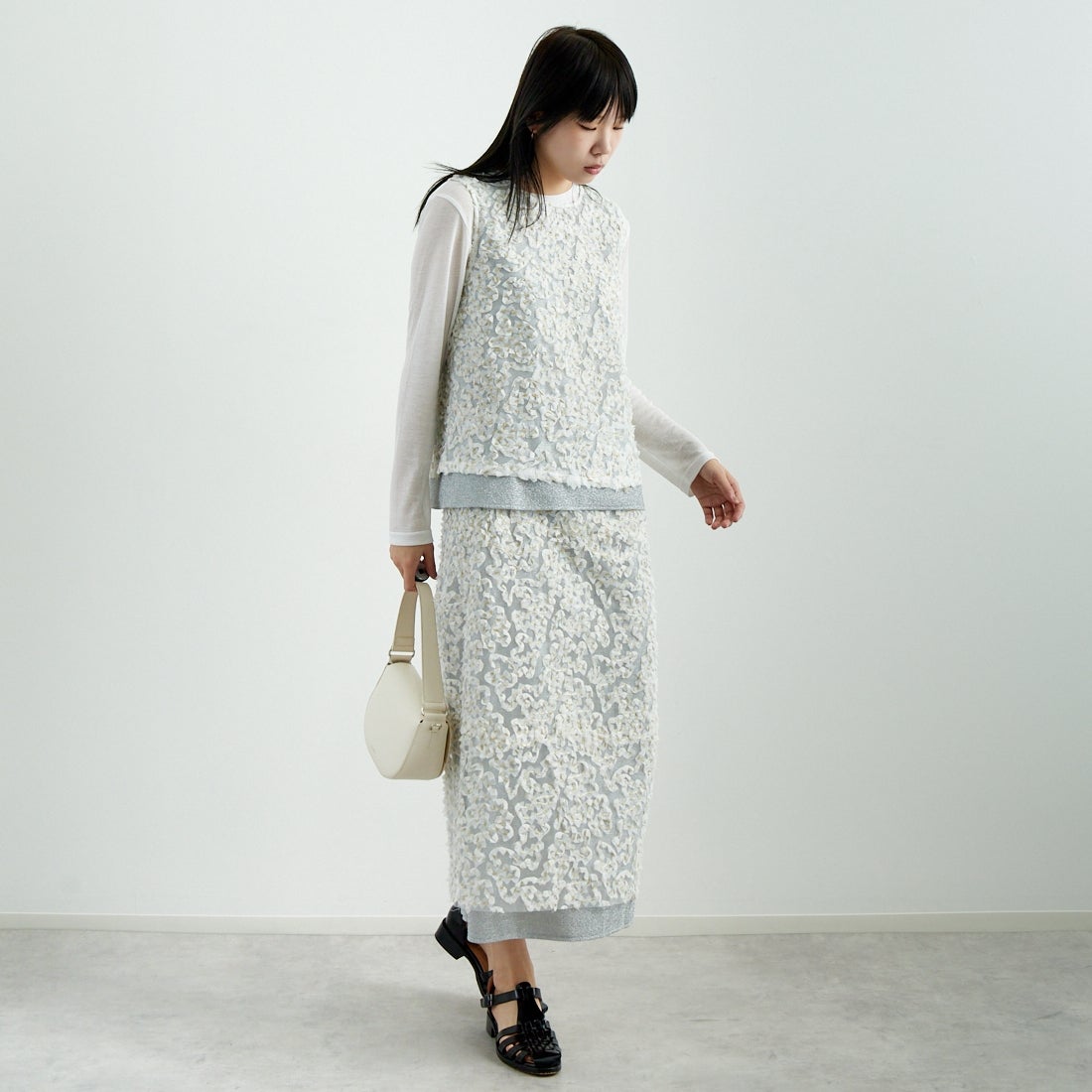 USINE [ユジーヌ] モチーフ柄タイトスカート [2510303] OFF WHITE &&モデル身長：167cm 着用サイズ：F&&