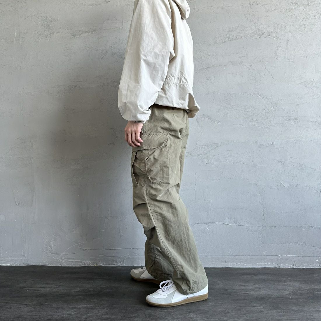 Jeans Factory Clothes [ジーンズファクトリークローズ] ウォッシャブルナイロンM-51カーゴパンツ [JFC-252-014] OLIVE &&モデル身長：168cm 着用サイズ：M&&